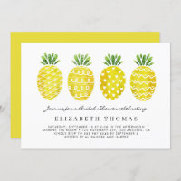 Cute Watercolor Pineapples Summer Bridal Shower