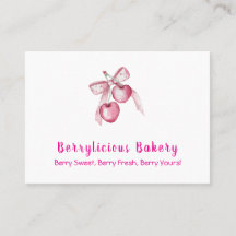 Cute Watercolor pink berries Bakery Business Card