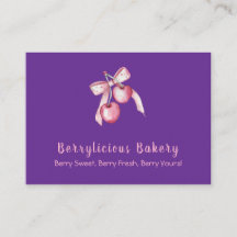 Cute Watercolor pink berries Bakery Business Card