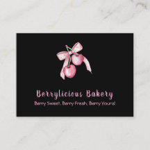 Cute Watercolor pink berries Bakery Business Card