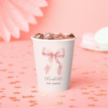 Cute Watercolor Pink Bow Baby Shower