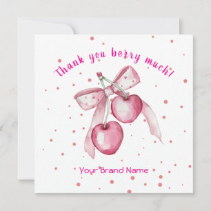 Cute Watercolor pinkberries BusinessThank You Card