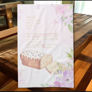 Cute Watercolor Plain Cake Recipe Tea Towel