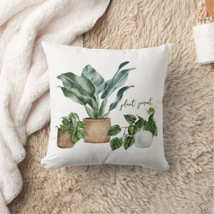 Cute Watercolor "Plant Parent" Illustration Cushion