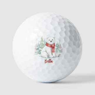 Cute watercolor Polar Bear Hat Golf Balls