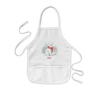 Cute watercolor Polar Bear Kids Apron