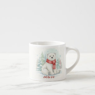 Cute watercolor Polar Bear Winter  Espresso Cup