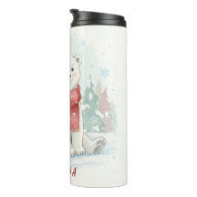 Cute watercolor Polar Bear Winter