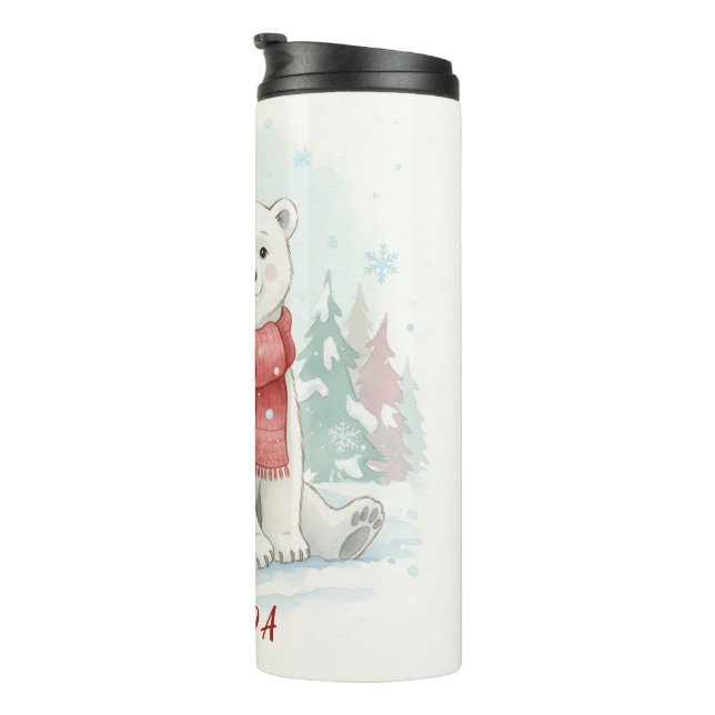 Cute watercolor Polar Bear Winter  Thermal Tumbler (Rotated Right)