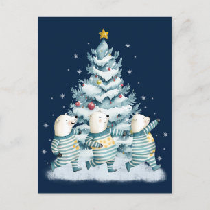 Cute Watercolor Polar Bears Postcard