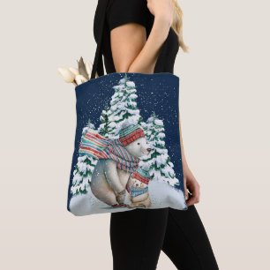 Cute Watercolor Polar Bears Tote Bag