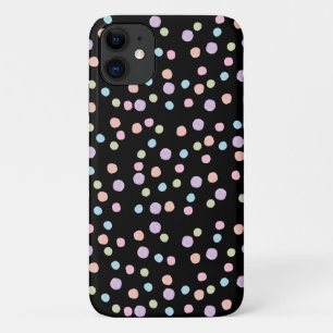 Cute Watercolor Polka Dot Colourful Black Pattern iPhone 11 Case