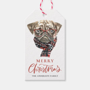 Cute Watercolor Pomeranian Dog Merry Christmas Gift Tags