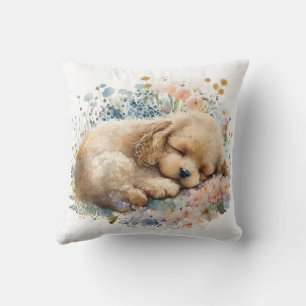 Cute Watercolor Poodle Dog Cushion