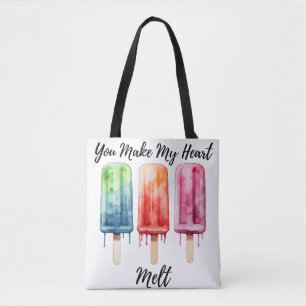 Cute Watercolor Popsicle Summer Tote Bag