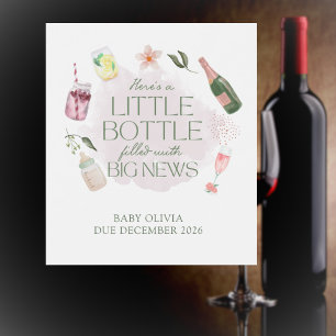 Cute Watercolor Pregnancy Reveal Personalized Wine Label