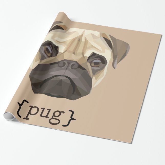 Cute Watercolor Pug Face Definition Wrapping Paper (Unrolled)