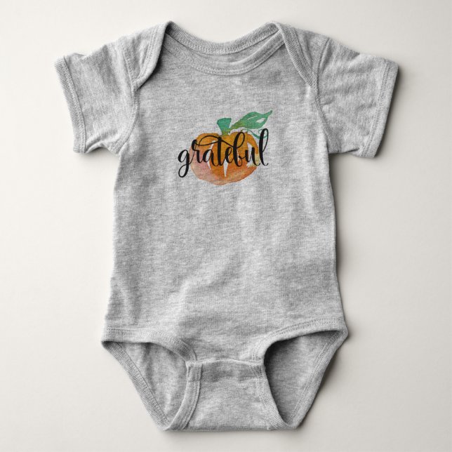 Cute Watercolor Pumpkin Halloween Baby Bodysuit (Front)