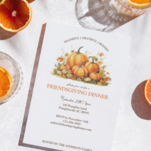 Cute Watercolor Pumpkins Friendsgiving Thanksgivin Invitation