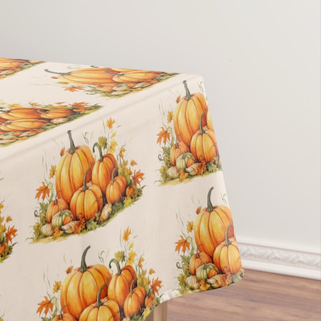 Cute Watercolor Pumpkins Thanksgiving Tablecloth (In Situ)