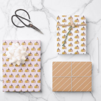 Cute Watercolor Pumpkins Wrapping Paper Sheet
