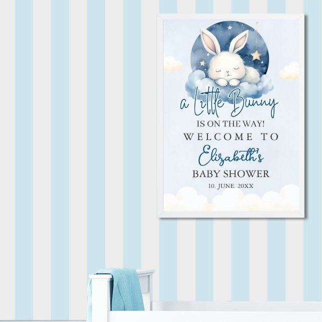 Cute Watercolor Rabbit Baby Shower Boy Poster (Creator Uploaded)