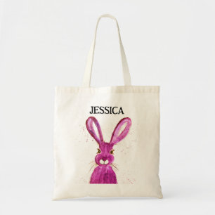 Cute Watercolor Rabbit Bunny Hare Easter Floral Tote Bag