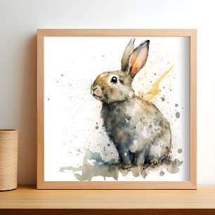 Cute Watercolor Rabbit Poster