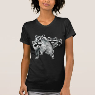 Cute Watercolor Racoon Animal Family Fun Art T-Shirt