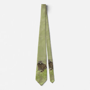 Cute Watercolor Racoon Animal Nature Tie