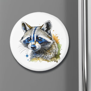 Cute Watercolor Racoon  Magnet