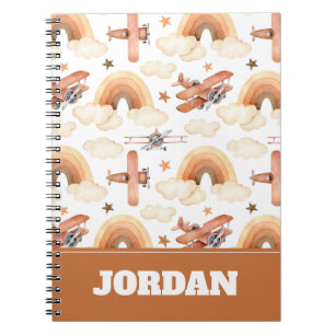 Cute Watercolor Rainbow Aeroplane Pattern Notebook