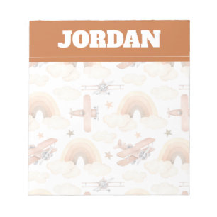 Cute Watercolor Rainbow Aeroplane Pattern Notepad