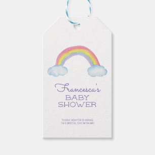 Cute Watercolor Rainbow and Clouds Baby Shower Gift Tags