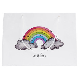Cute Watercolor Rainbow And Clouds Large Gift Bag