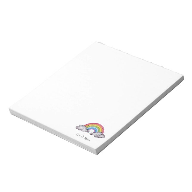 Cute Watercolor Rainbow And Clouds Notepad (Rotated)