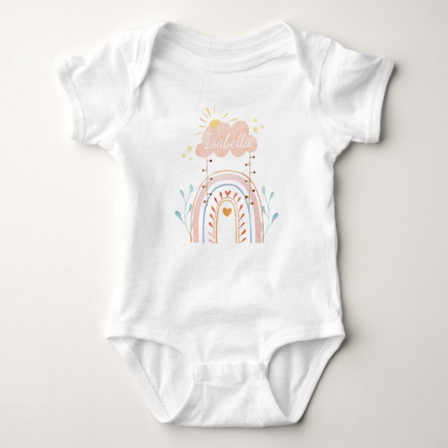 Cute Watercolor Rainbow Baby Bodysuit (Front)