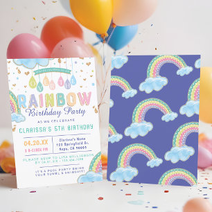 Cute Watercolor Rainbow Birthday Party Invitation