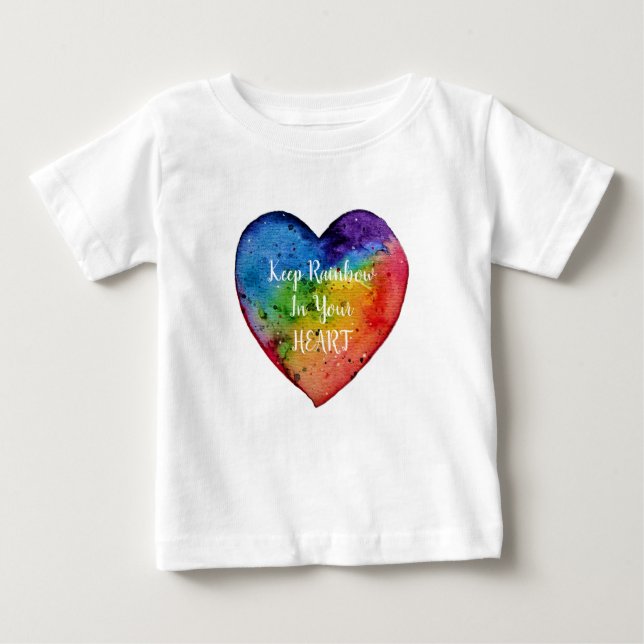 Cute Watercolor Rainbow Heart Baby T-Shirt (Front)