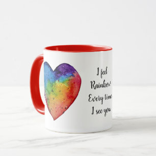 Cute watercolor Rainbow Heart Mug