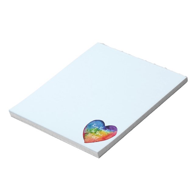 Cute Watercolor Rainbow Heart Notepad (Rotated)