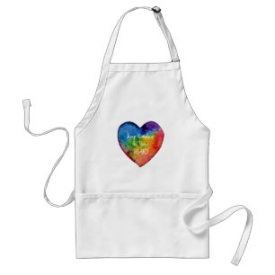 Cute Watercolor Rainbow Heart Standard Apron