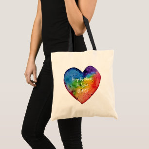 Cute Watercolor Rainbow Heart Tote Bag