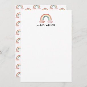 Cute Watercolor Rainbow Personalised Stationery Card