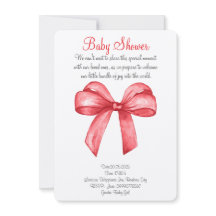 Cute watercolor red bow invitation