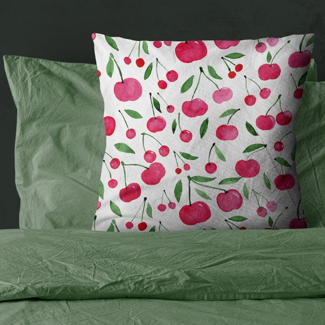 Cute watercolor red cherries pattern cushion (Creator Uploaded)