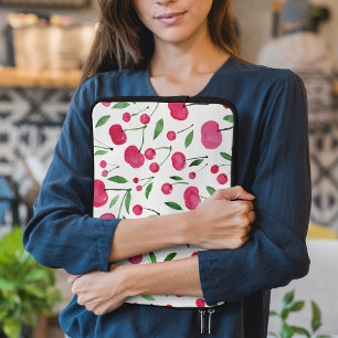 Cute watercolor red cherries pattern laptop sleeve