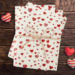 Cute Watercolor Red Hearts on Ivory White Wrapping Paper Sheet<br><div class="desc">Express affection with hand painted watercolor hearts pattern on white,  gift wrapping for birthday,  Valentine's day,  Mother's day,  baby shower,  bridal shower or decoupage and other DIY crafts</div>