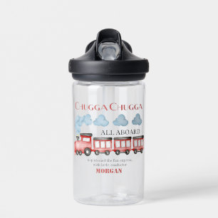 Cute Watercolor Red Train Any Age Birthday Water Bottle