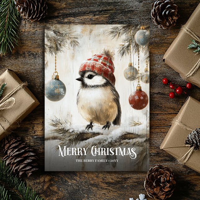 Cute Watercolor Red White Christmas Robin Card (Cute Watercolor Red White Christmas Robin Card)